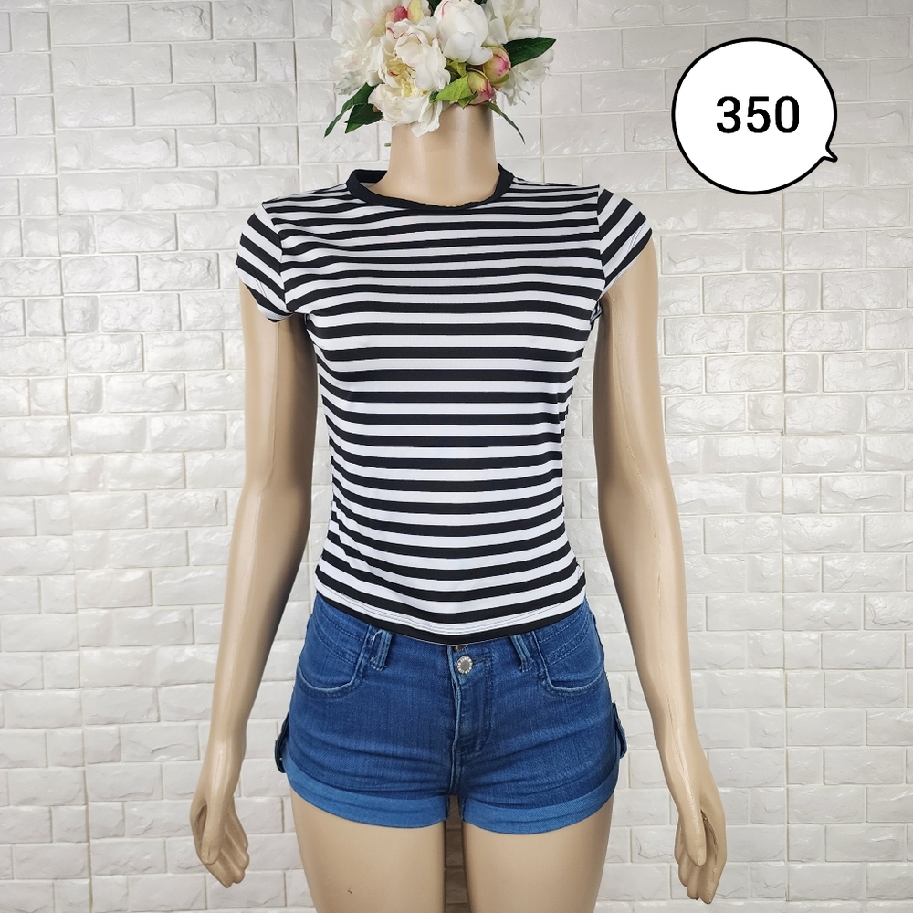 shein medium stripe black and white blouse